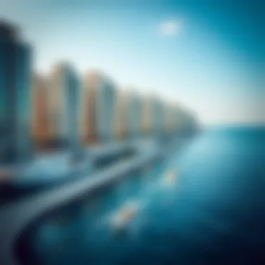 Aerial view of Dubai's waterfront developments alongside the RTA boat route