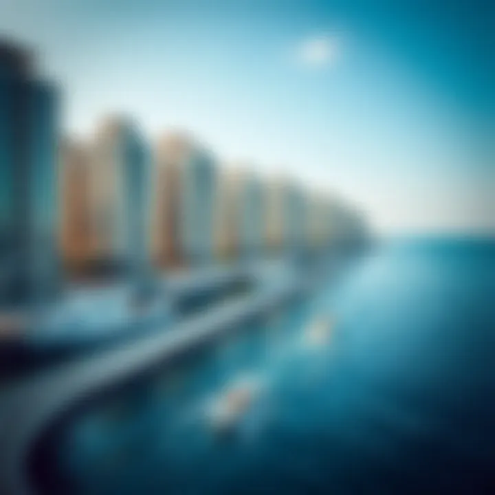 Aerial view of Dubai's waterfront developments alongside the RTA boat route