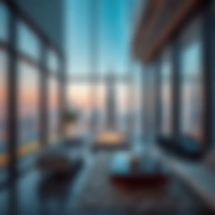 Modern apartment with skyline view