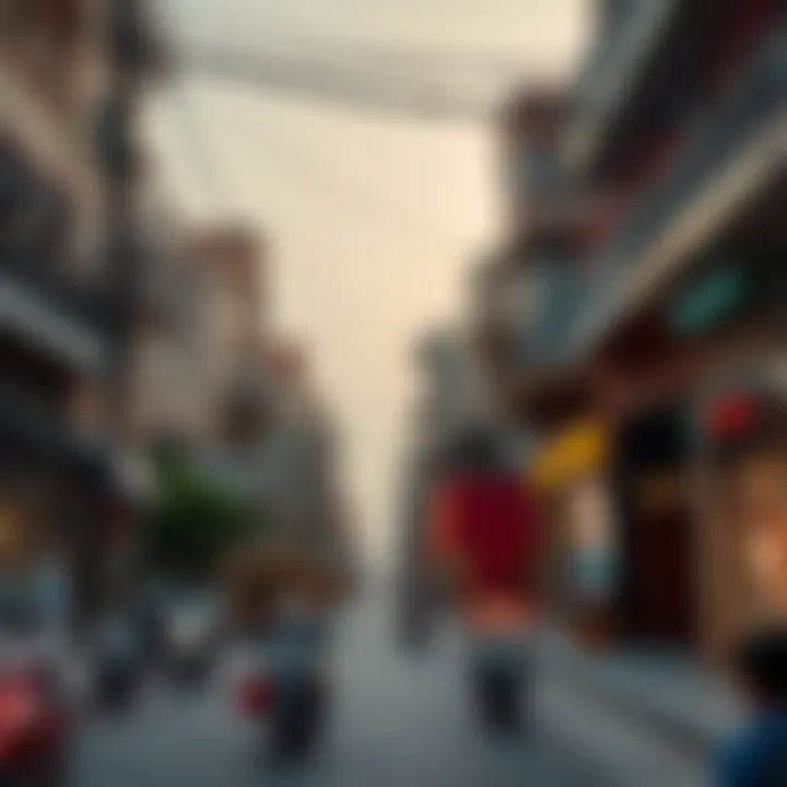 Vibrant neighborhood street in Dubai filled with life