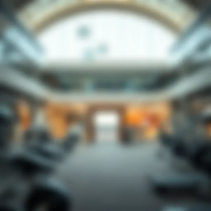 Interior view showcasing gym equipment and spacious layout